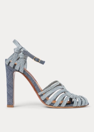 Sandalias Ralph Lauren Mujer Azules - Telma Woven Cotton - HDUZI4165